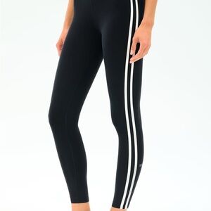 Splits59 Black Leggings with Dual White Side Stripes